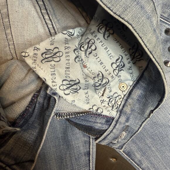 Rock & Republic Kasandra Women’s Studded Light Wash Jeans 6M Bootcut Designer - Picture 6 of 13